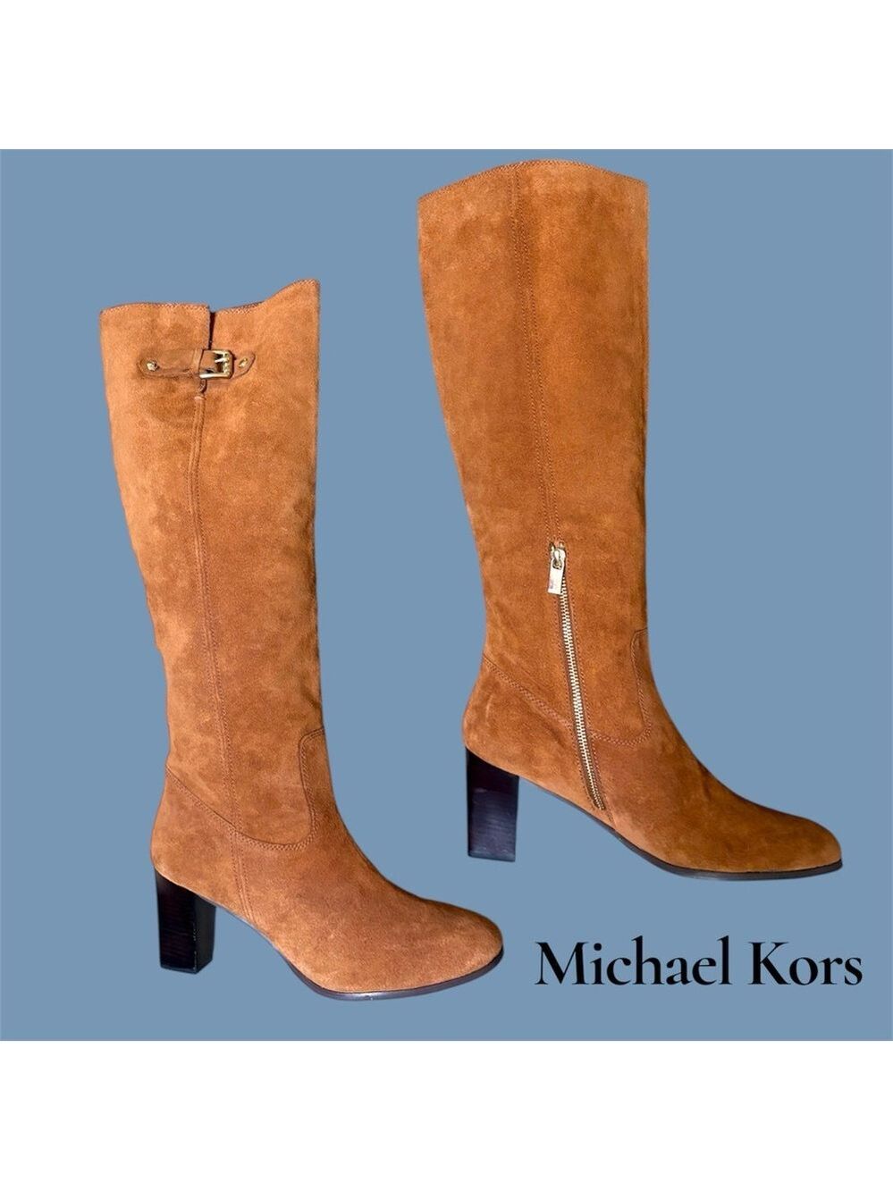 Michael Kors Cognac Suede Knee High Boots. Size 11. Worn once. Just like new! - Picture 7 of 12
